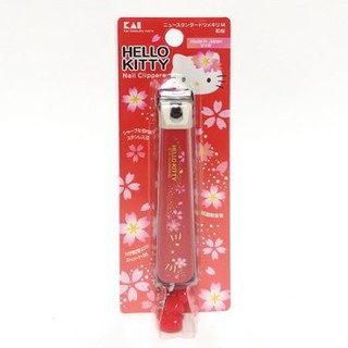❤Apple❤日本製 KAI貝印 Hello Kitty 凱蒂貓 抗菌指甲剪 (M)-紅和櫻-附蝴蝶結吊飾