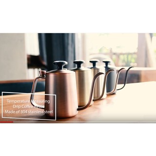 《牧林咖啡》ANOR手工刷色測溫鶴 (鈦黑色) 咖啡壺手沖壺 600ml 復古壺304不鏽鋼材質 附雙金屬溫度計.優惠價