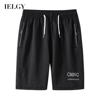 IELGY 沙灘黑口袋透氣拉鍊外穿短褲休閒男褲運動