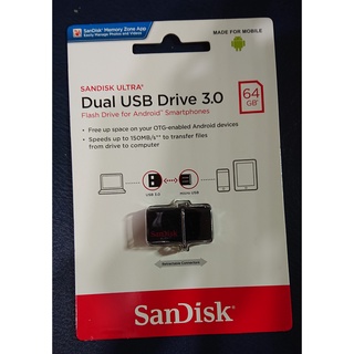 Sandisk Ultra Dual OTG 64G micro USB3.0 雙頭 隨身碟 150MB/s 黑色
