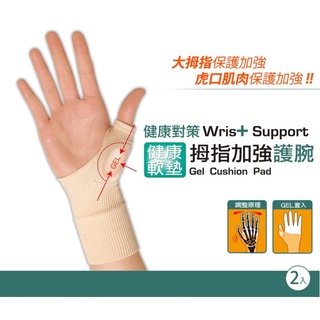 HW0304 MIT 蒂巴蕾 姆指加強健康軟墊護腕 2入
