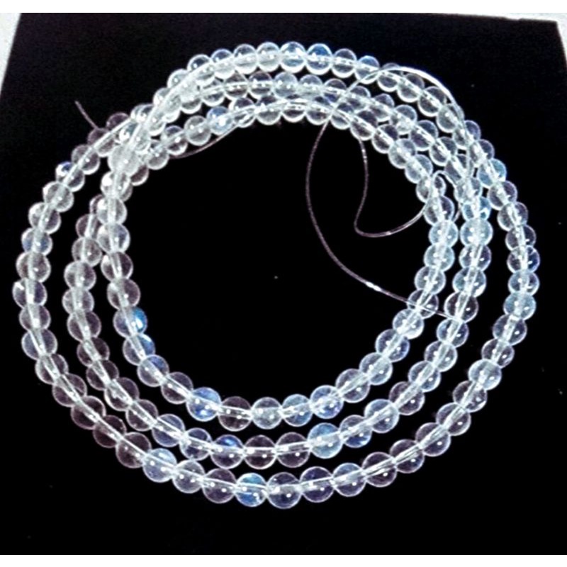 天然極品斯里蘭卡藍月光 玻璃體淨透體 圓珠三圈 -手珠、手串、彈力繩、項鍊、手鍊