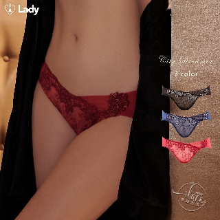 LADY 城市夢幻系列 機能調整型 刺繡中腰三角褲 ( 火焰紅 / 深水藍 / 晶鑽黑 )