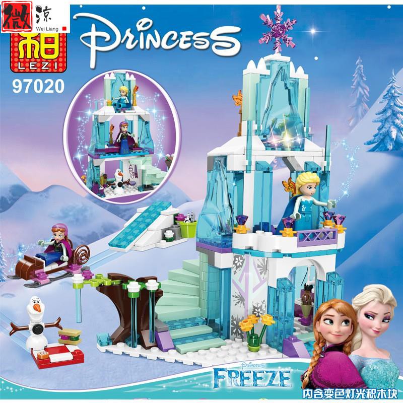 《微涼精品店》兼容樂高 97020 女孩系列 冰雪奇緣 艾莎的冰雪城堡 兒童益智拼裝拼插積木玩具