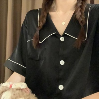 🔆小甜甜日系美衣👙夏季睡衣女冰絲ins簡約風可愛學生短袖短褲薄款夏天家居服兩件套