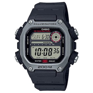【CASIO】X潮流粗獷方形膠帶電子錶-淺灰錶框x黑色錶盤(DW-291H-1A)正版宏崑公司貨