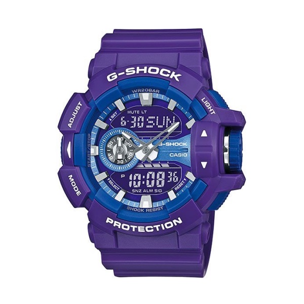 【CASIO G-SHOCK】街頭霸王科技感抗磁雙顯運動腕錶-紫 GA-400A-6A
