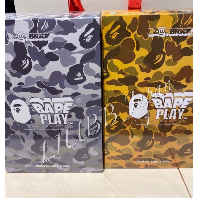 日本官方全新正品 庫柏力克 Bearbrick Be@rBrick Bape Camo Shark 金銀鯊 400%