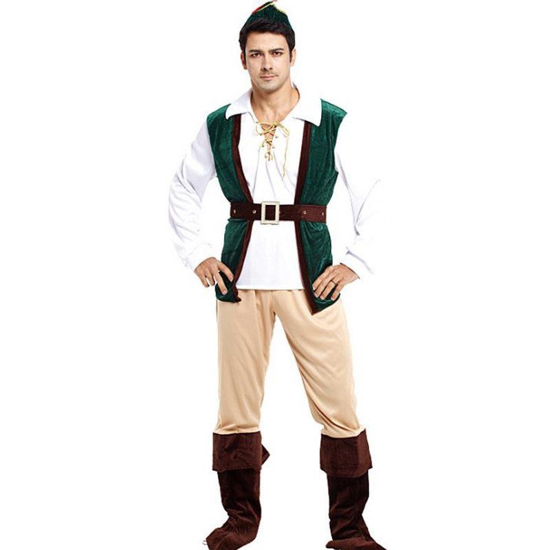 成人男士海盜角色扮演萬聖節森林王子服裝化妝舞會聖誕獵人印第安人獵人