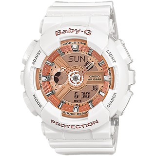 CASIO卡西歐 Baby-G 人氣經典率性手錶-玫瑰金x白 BA-110-7A1