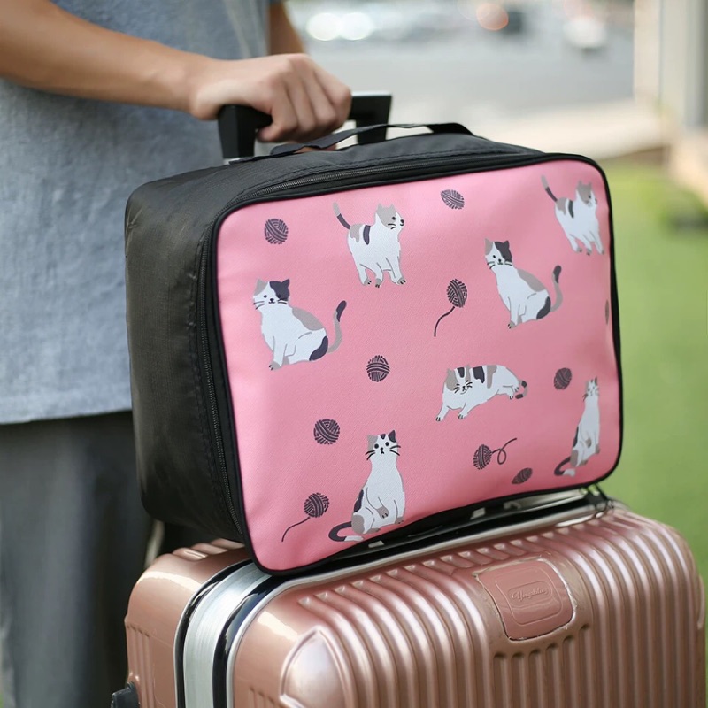 預購 旅行 貓咪玩毛球 多功能  旅行袋 收納袋 手提包 出國 登機包 可套拉杆箱 衣物整理袋