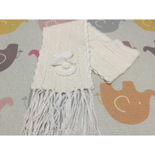 BearTwo白色針織圍巾