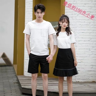 【COUPLE】💕💕2022年情侶裝夏裝氣質連衣裙兩件套港風潮流短袖T恤套裝