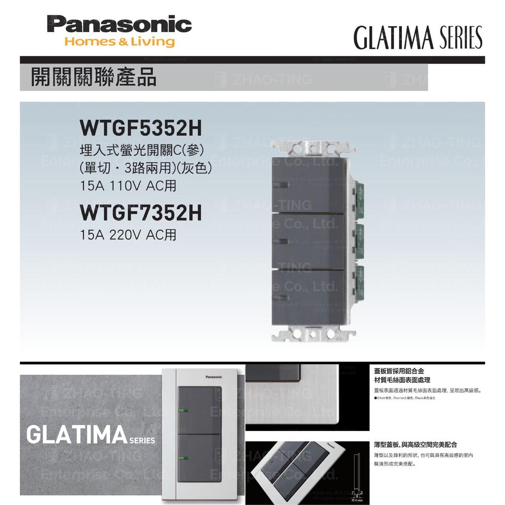 Panasonic 國際牌 松下 GLATIMA系列開關 插座 WTGF5352H WTGF7352H
