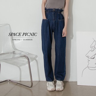 [明天出貨] Space Picnic｜花苞縮腰牛仔褲-1色(現貨)【C21072030】