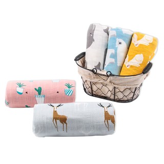 Muslintree雙層動物印花嬰兒紗布包巾蓋被浴巾-321寶貝屋
