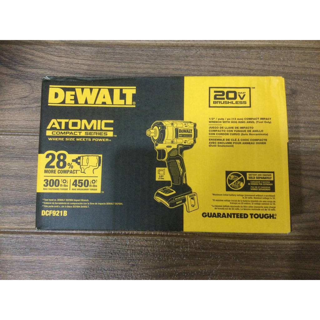 含稅得偉 原廠紙盒包裝 DEWALT DCF921 20V 無碳刷 4分頭電動扳手