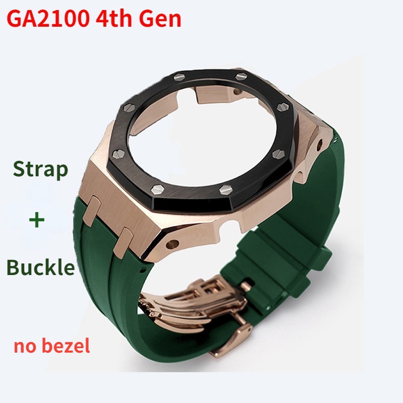 Ga2110 手錶的第 4 代第三代 GA2100 Mod 金屬錶殼錶帶橡膠錶帶不銹鋼表圈錶帶 + 帶工具的錶殼