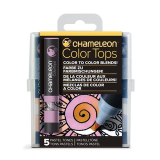 板橋酷酷姐美術 Chameleon 變色龍麥克筆轉色蓋5色組粉彩色 酒精性顏料雙頭麥克筆，一支麥克筆就融合了多種色調，C