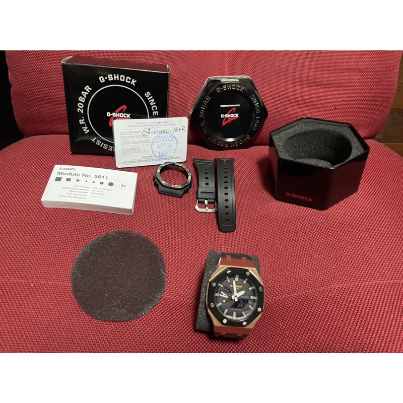 二手九成新 Casio G shock G-shock GA2100 公司貨 農家橡樹 改裝 AP 黑金配色 八角框