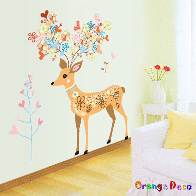 【橘果設計】夢幻梅花鹿 壁貼 牆貼 壁紙 DIY組合裝飾佈置