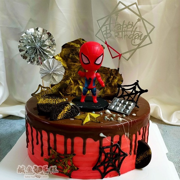 🔴鹹魚吃蛋糕-蜘蛛人蛋糕▶急單聊、造型蛋糕、公仔蛋糕、客製化蛋糕、台中造型蛋糕、生日蛋糕、蜘蛛人、蛋糕、台中蛋糕、復仇者