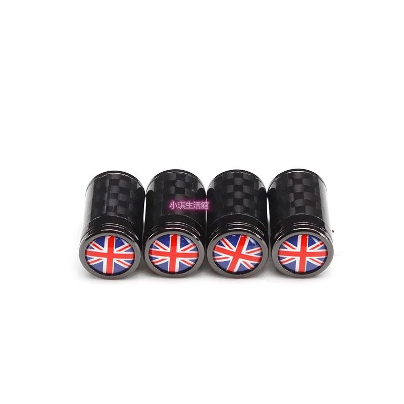 現貨 ❤一套4只❤英國旗創意改裝通用輪胎氣門輪胎氣門芯輪胎氣嘴螺絲帽嘴帽碳纖維金屬個性車胎裝飾氣嘴蓋