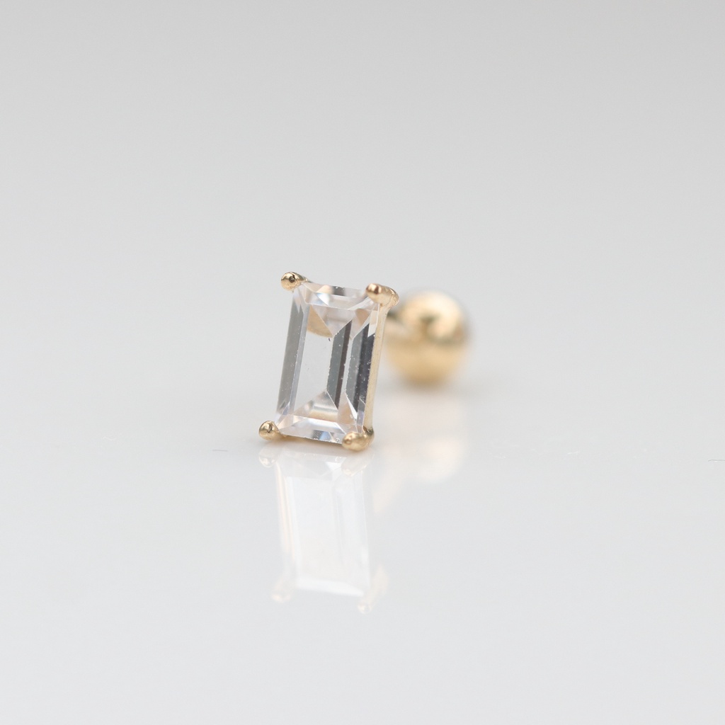 14K 方形鑽鎖珠耳環 (單個)