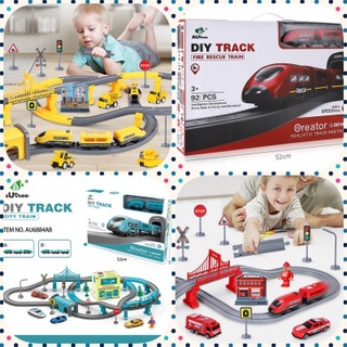 【祺美の小舖】兒童拼裝電動火車軌道玩具套装火車 小汽車益智玩具