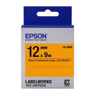 EPSON C53S654416 LK-4DBF螢光系列橘底黑字標籤帶(寬度12mm)