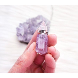 《香氛項鍊》紫水晶精油瓶不鏽鋼項鍊