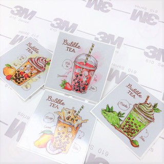 飲品方形貼紙 珍奶 咖啡 拿鐵 果汁 任選8入/組 3M反光貼 美國Avery亮面貼紙 貼紙 手帳貼紙 包裝貼紙