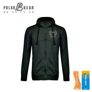 【POLAR BEAR】男彈性吸排快乾針織刷毛連帽外套-18J28