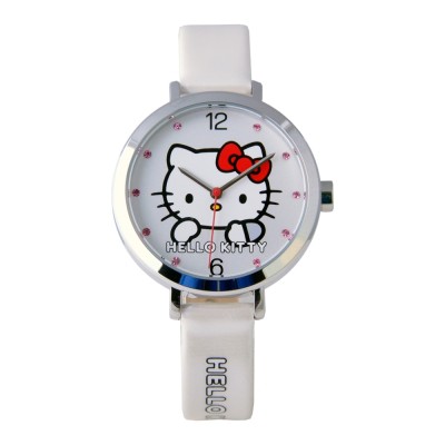 正版 日本機芯 HELLO KITTY 凱蒂貓羞澀模樣時尚手錶-白/35mm KT023LWWW