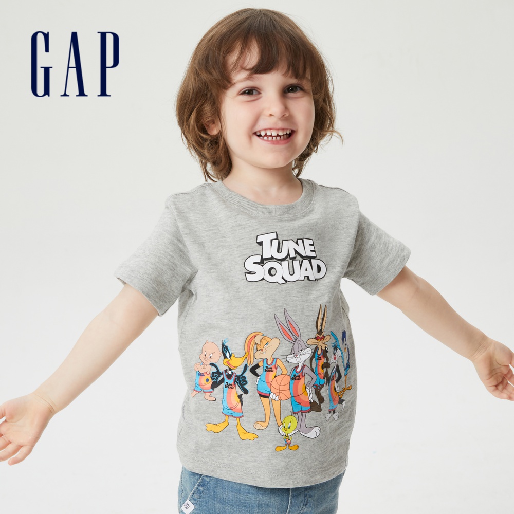 Gap 男幼童裝 Gap x Warner Bros怪物奇兵聯名 純棉短袖T恤-灰色(692011)