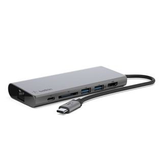 Belkin USB-C多媒體集線器(F4U092btSGY)SD卡、USB-A、HDMI、乙太網路 兩年保固