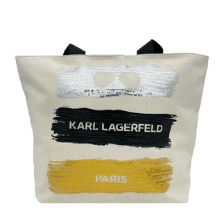 KARL LAGERFELD 老佛爺 帆布托特包 肩揹包 購物包 K55975 卡爾米色(現貨)