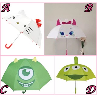 ArielWish日本兒童傘立體耳朵透明小窗戶直立傘直傘安全設計凱蒂貓kitty瑪麗貓怪獸電力公司大眼仔玩具總動員三眼怪