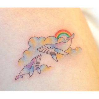 ☆杜比☆ 夢幻鯨魚 防水紋身貼紙 水轉印貼紙 刺青 tattoo HC-3040