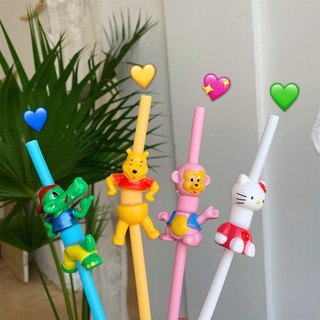 可愛Hello Kitty可伸縮彎曲吸管卡通吸管創意藝術吸管雙童吸管