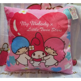 正版﹝Sanrio﹞授權※My Melody美樂蒂+雙子星※【四方型-粉紅色造型】絨毛抱枕