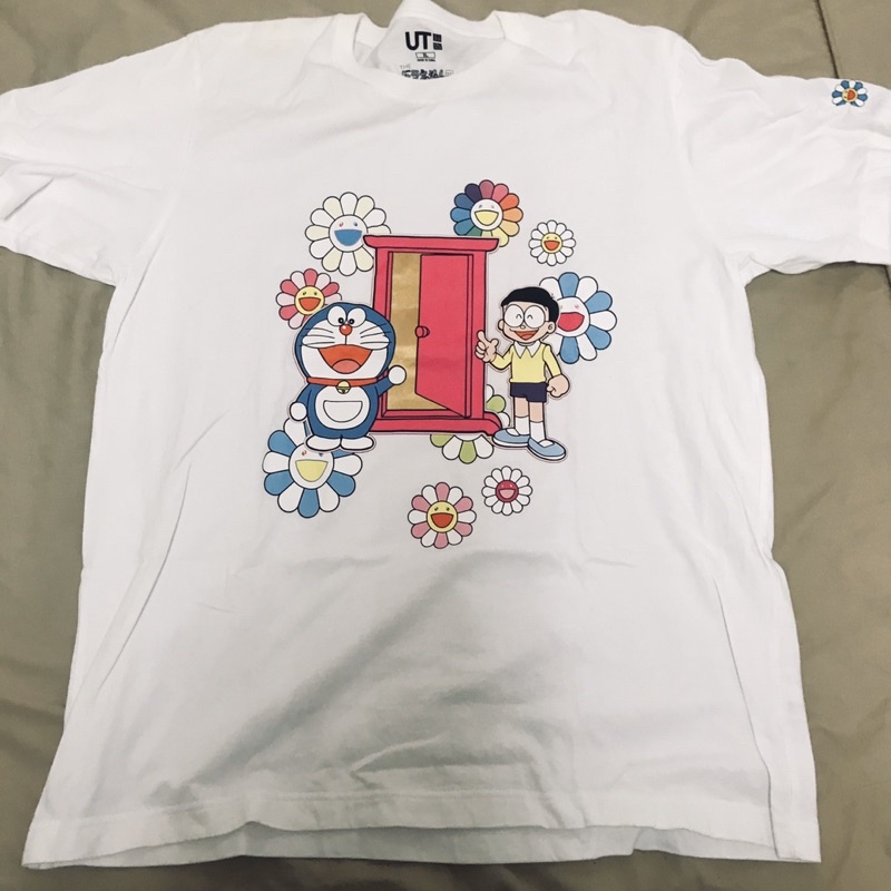 Used ユニクロ 村上隆ドラえもん半袖tシャツ140 ２枚セット Ut あげ花 ゆず ピンク色 子供キッズ 白 あす楽対応 白