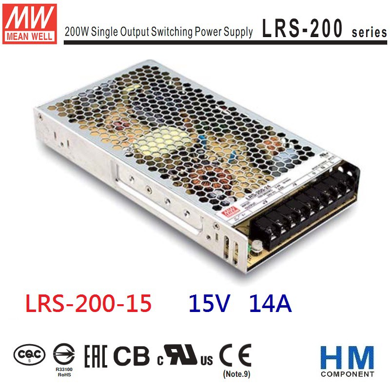 明緯 MW (MEAN WELL)電源供應器 LRS-200-15 15V 14A -HM工業自動化