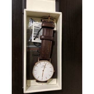 DW Daniel Wellington classic bristol 手錶 咖啡色皮革錶帶 金框/36mm