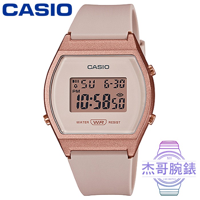 【杰哥腕錶】CASIO卡西歐酒桶型膠帶電子錶-古銅金 / LW-204-4A (台灣公司貨)