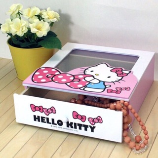 Hello Kitty 木製 透明 珠寶盒 收納 現貨