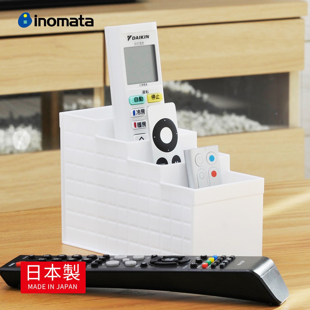 【日本INOMATA】日製客廳桌上遙控器小物4格梯形收納盒-2色可選