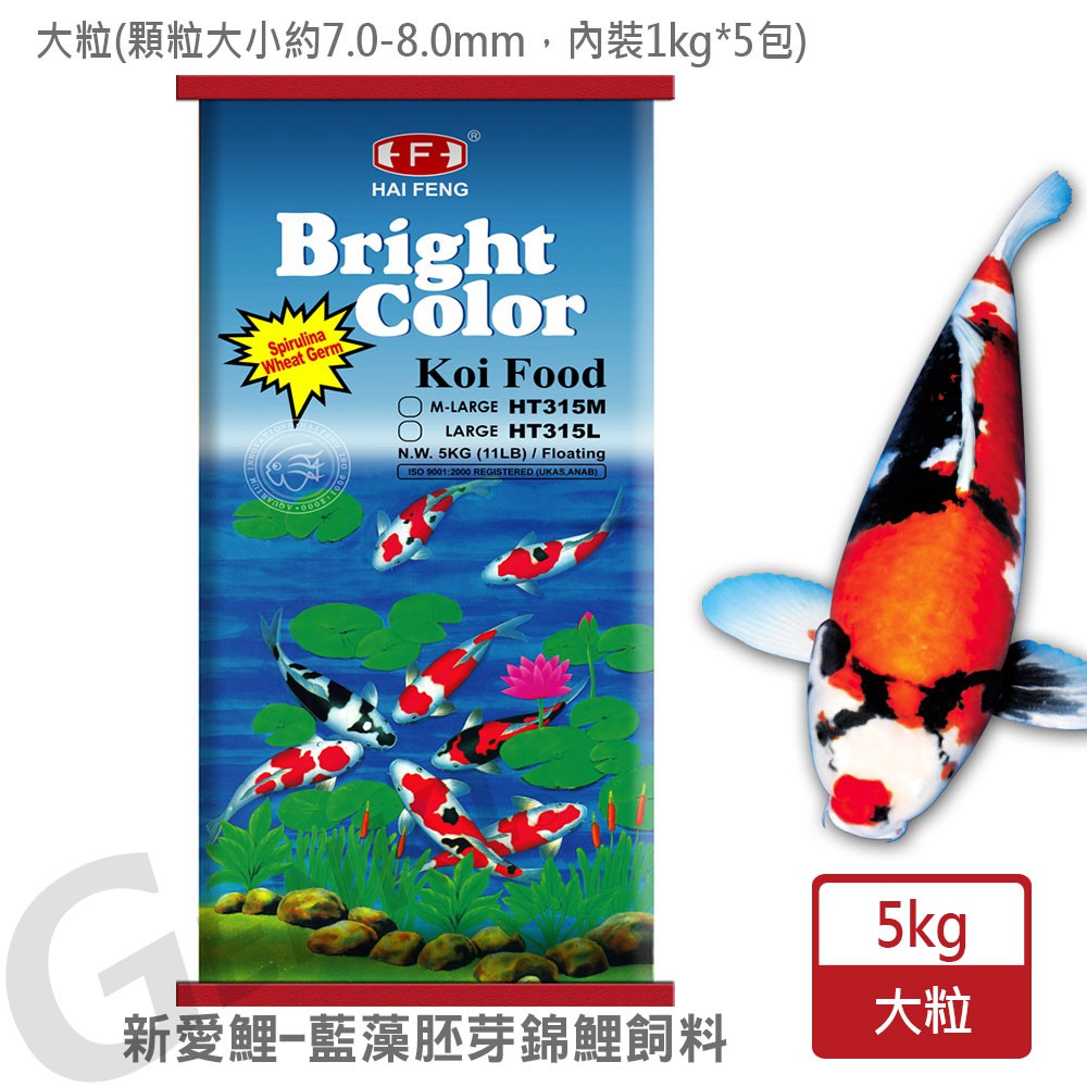 海豐飼料 新愛鯉 藍藻胚芽錦鯉飼料大粒5kg 適合各種高級錦鯉 中大型金魚食用 蝦皮購物