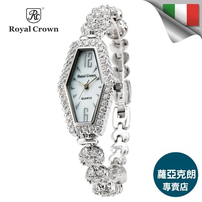 蘿亞克朗 Royal Crown 日本機芯6381B 金色華貴氣質鑲鑽 手錶 金屬鑲鑽鏈帶  歐洲 義大利品牌精品 女錶