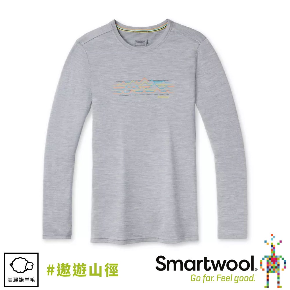 【SmartWool 美國 男 Merino Sport 150 塗鴉長袖T恤 《遨遊山徑/淺灰色》】SW011535